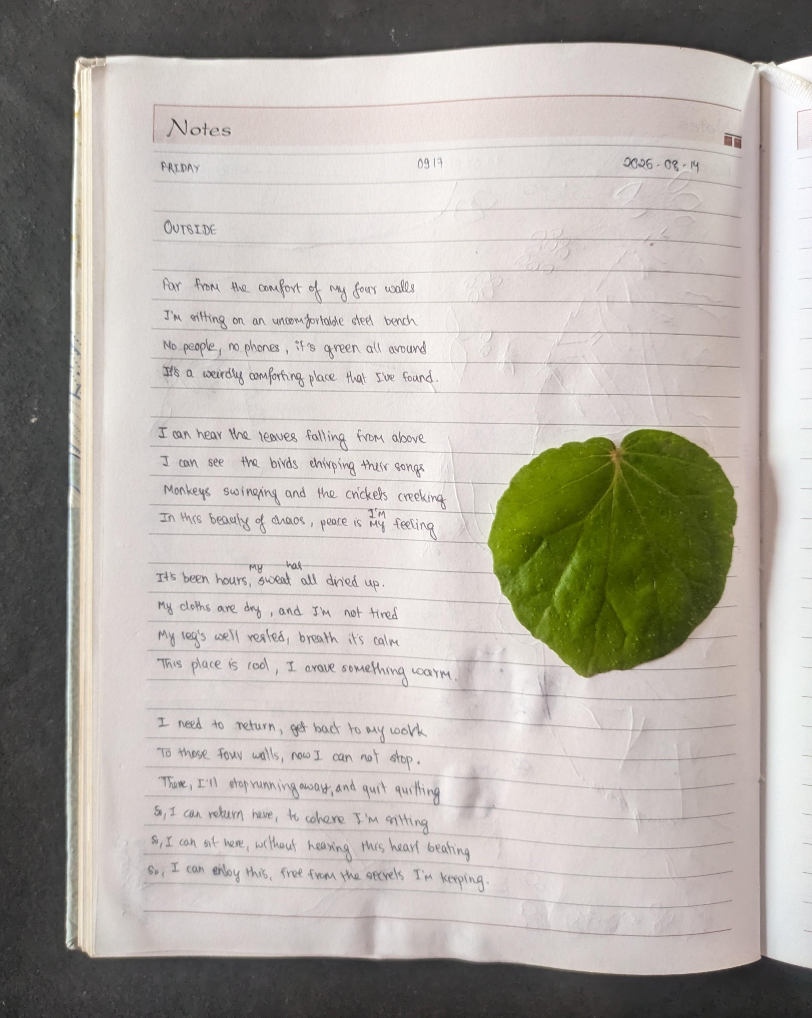 The poem I wrote there.
